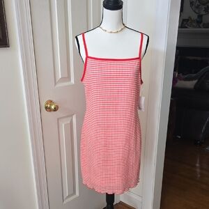 SO BRAND WOMEN'S JUNIOR RED & WHITE GINGHAM SPAGHETTI STRAP SUMMER SUNDRESS XL